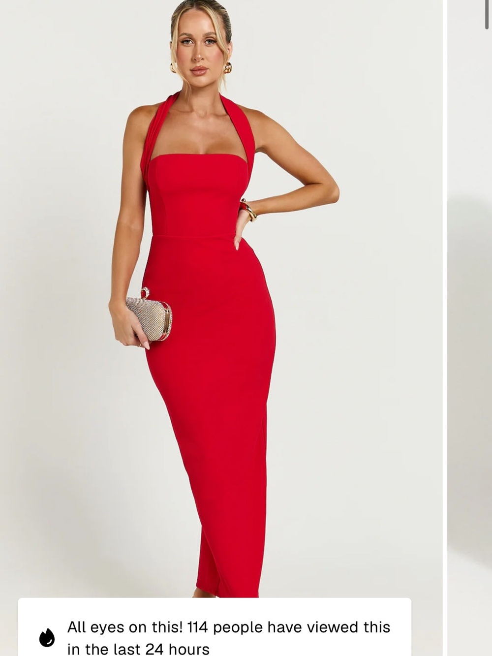 Showpo Red Halter Midi Bodycon Dress